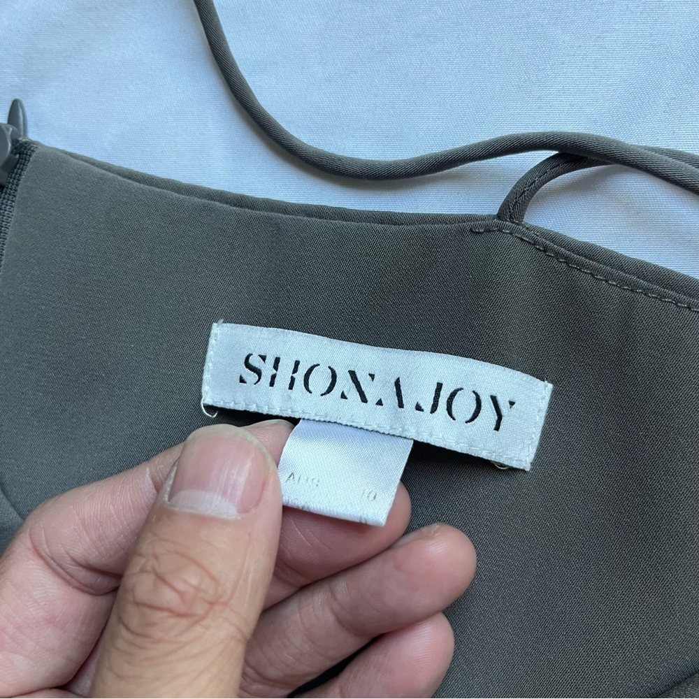 SHONA JOY tan draped pleated‎ front sleeveless midi gown dress - Picture 5 of 6
